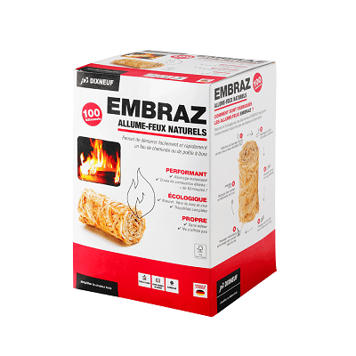 Natural fire starters made of wood wool and natural wax, box of 100