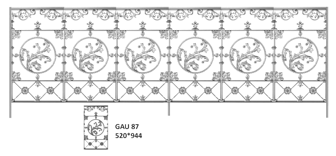 Balustrada, ozdobna balustrada z żeliwa