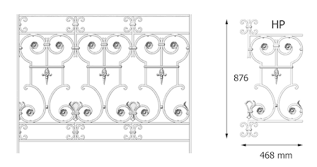 Balustrada, ozdobna balustrada z żeliwa