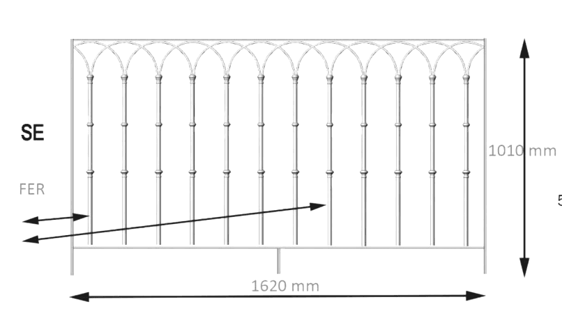 Balustrada, ozdobna balustrada z żeliwa