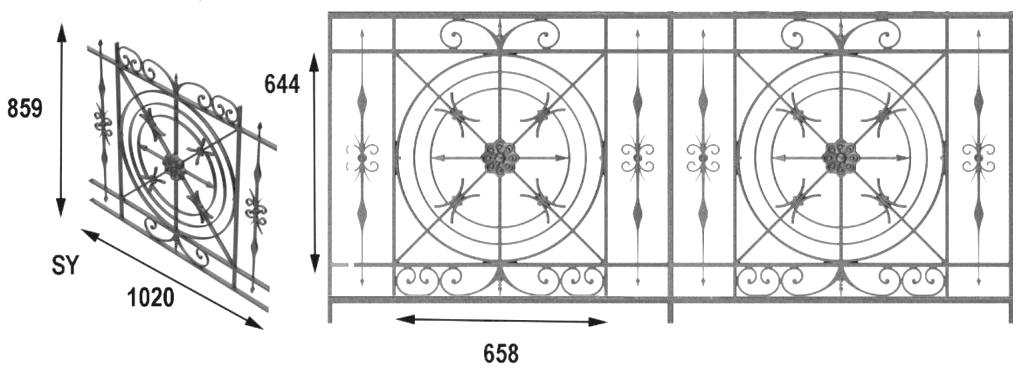 Balustrada, ozdobna balustrada z żeliwa