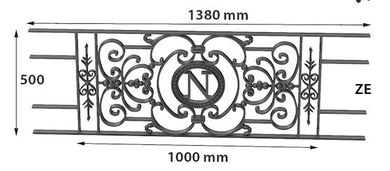 Balustrada balkonowa, balustrada żeliwna — ref ZE